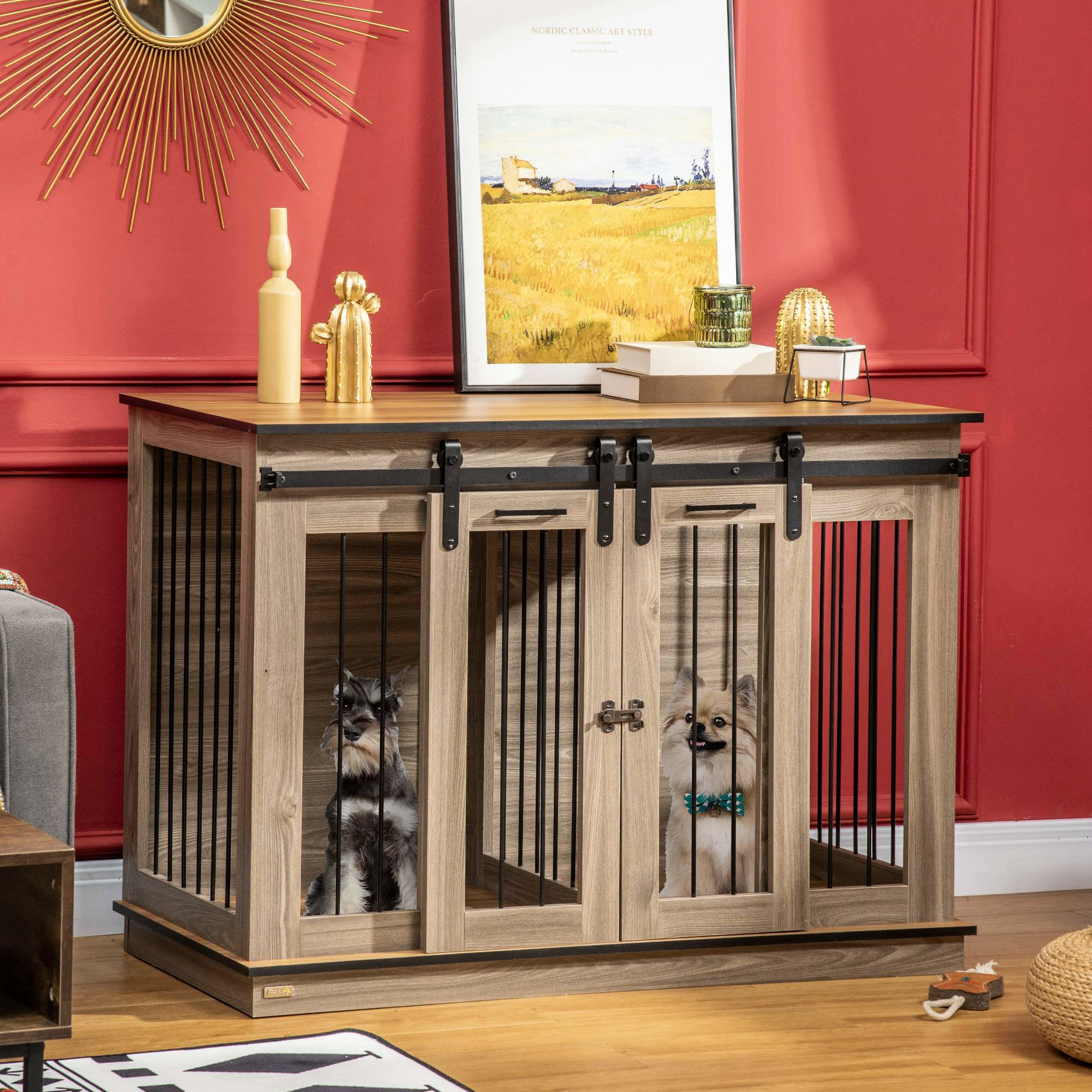 Tucker Murphy Pet™ Dog Crate Table - 47"w X 23.5"d 35"h, Oak. Rustic ...